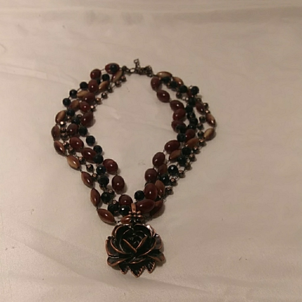 Vintage Beaded Rose Choker